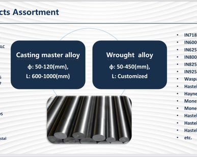 фото литые прутки жаростойких никелевых сплавов INCONEL 713(LC), INCONEL 939