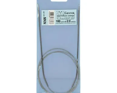 фото Спицы круговые MKN сталь (d 2.0 мм)/100 см, с металл. леской, Gamma