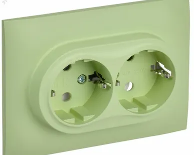 фото SKANDY Розетка 2-местная с заземлением без защитных шторок 16А в сборе SK-R08G мятный IEK