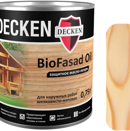 Фото №0 Защитное масло-лазурь Decken BioFasad Oil, бесцветный, 0,75 л