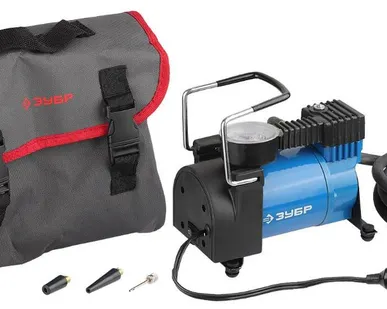 фото Компрессор Зубр Эксперт автомобильный, 10 атм, 3 насадки 61127