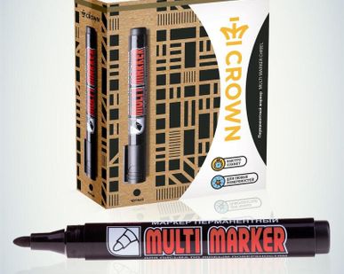 фото Маркер перманентный "Multi Marker" пулевидный 3мм черн. Crown Б0048239