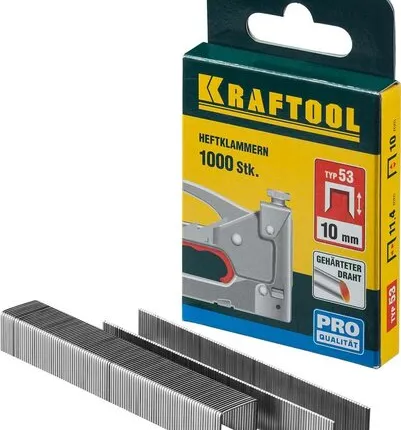Фото №0 KRAFTOOL тип 53 (A/10/JT21) 10 мм, 1000 шт, калибр 23GA, скобы для степлера (31670-10)