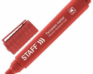 фото Маркер перм. (STAFF) "Basic Budget PM-125", КРАСНЫЙ, круг. наконечник 3 мм 152176