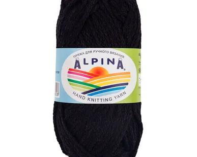 фото Пряжа ALPINA "GARRY" 100% мерсеризованный хлопок 50 г 50 м №02 ЧЕРНЫЙ