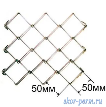 Фото №2 Сетка Рабица оцинкованная ячейка 50х50 мм, D=1,6 мм, рулон L=10 м, h=1,5 м