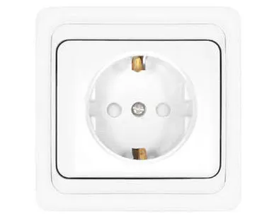 фото Розетка 1-м СП Валери 16А защ. шторки с заземл. бел. UNIVersal В0028х