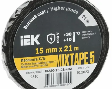 фото MIXTAPE 5 Изолента Х/Б 15мм 21м IEK