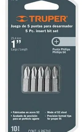 Фото №0 Набор бит PH-1 повышенной прочности Truper, 25 мм (5 штук)