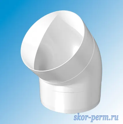 Фото №0 Колено круглое угол 45° D100, ПВХ, ERA