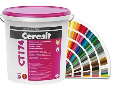 фото Штукатурка Ceresit СТ174 База силикатно-силиконовая камешковая 2 мм 25 кг