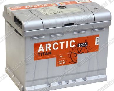 фото Аккумулятор 62 а/ч "TITAN" Arctic Silver 660A (прямая полярность)