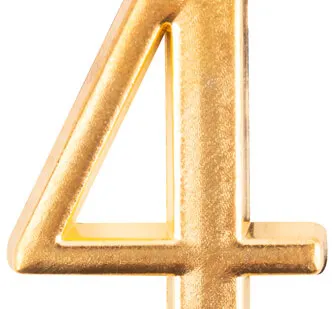 фото Цифра для обозначения номера квартиры, металлическая Золото "4" FIT 67294