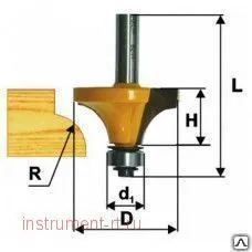Фото №0 Фреза кромочная калевочная 8*25 Strong L11 мм R6 мм
