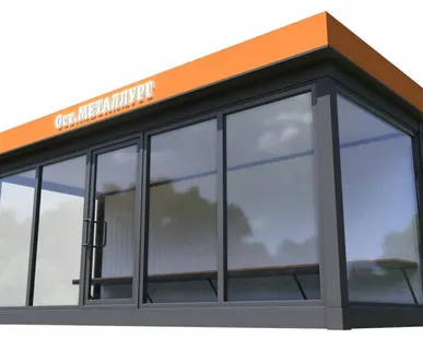 фото Модульная теплая остановка с панорамными окнами