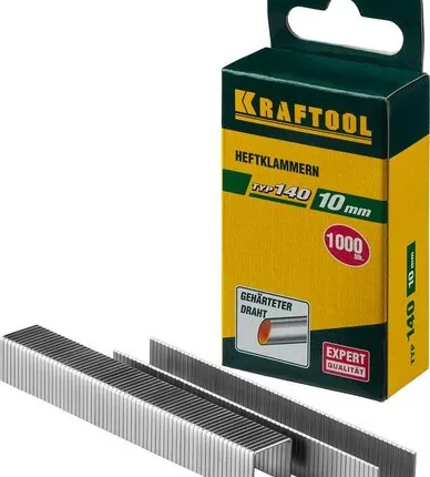 Фото №0 KRAFTOOL тип 140 (G/11/57) 10 мм, 1000 шт, калибр 20GA, скобы для степлера (31680-10)