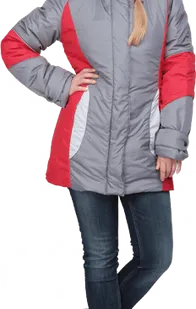фото Куртка ВИРАЖ зимняя, серый-красный, женская