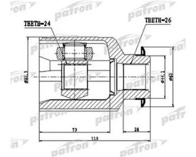 фото Patron ШРУС внутренний правый iX35/Sportage SL 14 4WD (бензин) (24*26) ор 495922Y660 Patron PCV1809
