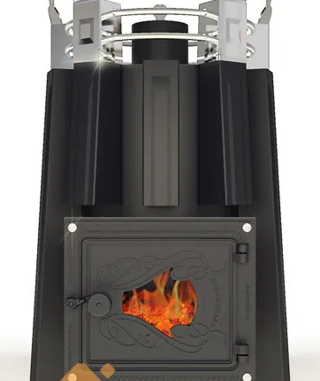 Фото №0 Печь ДобросталЬ Фредерика со стеклом (черная, с теплообменником справа)