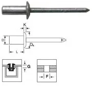 фото Заклепка вытяжная закрытая 4,8x10,0 стандарт, нерж.сталь/нерж.сталь