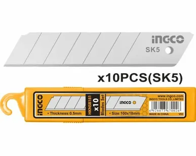 фото Лезвия 18мм, для ножа технического, (уп.10шт.) /INGCO