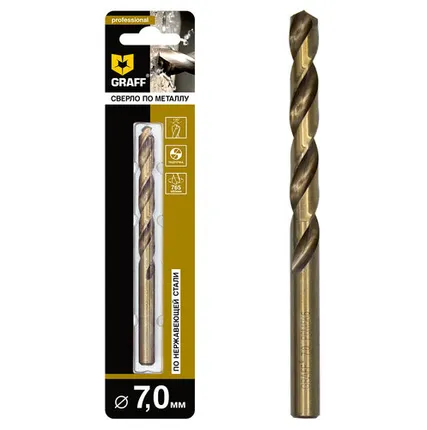 Фото №0 Сверло GRAFF Р6М5К5 по нержавеющей стали, 7.0мм