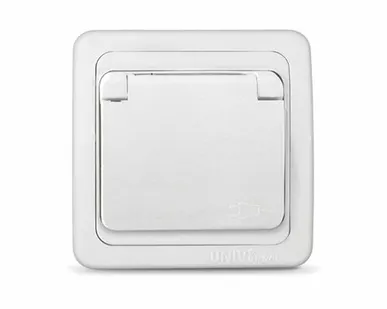 фото Розетка 1-м.СП Валери 16А с/з, с крыш. бел./В0029/