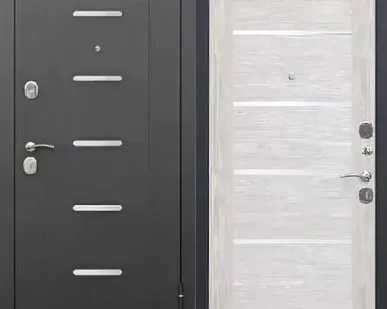 фото Дверь входная Гарда 7,5см (Ferroni) металл с молдингом/царга,Черный муар/Лиственница бежевая 2050х860мм, ПРАВАЯ