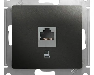 фото Механизм розетки комп. 1-м Glossa RJ45 CAT.5E антрацит SchE GSL000781K