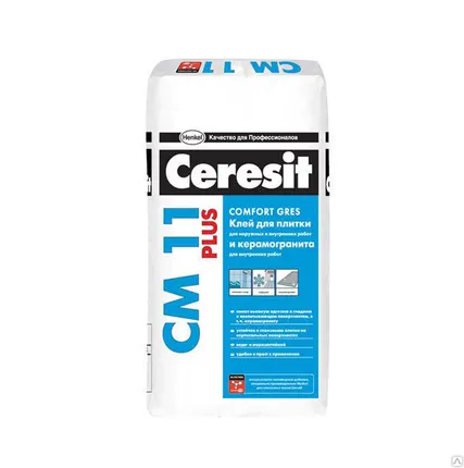 Фото №0 ЦЕРЕЗИТ CM11 ПЛЮС Клей для тонкослойного крепления плитки для внутр/наруж