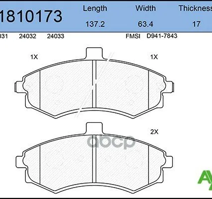 Фото №0 Колодка Тормозная 0893.02 Aywiparts Aw1810173 Передние AYWIparts арт. AW1810173