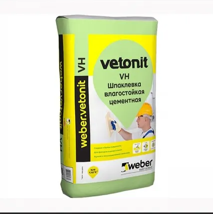 Фото №0 Шпатлевка цементная Вебер Ветонит ВХ (20кг) влагостойкая белая
