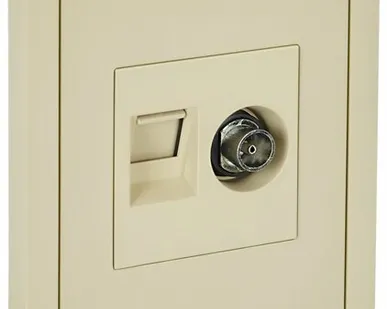 фото FORTE&PIANO Розетка двойная TV+RJ45 кат.5E FP436 ваниль IEK