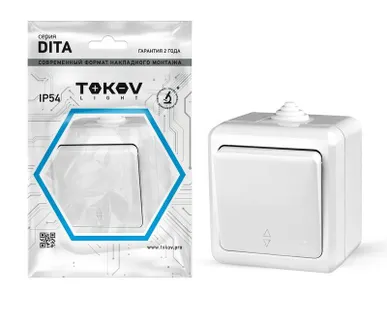 фото Переключатель 1-кл. ОП Dita IP54 10А 250В бел. TOKOV ELECTRIC TKL-DT-P1-C01-IP54