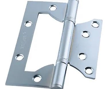 фото Петля дверная накладная 4" SOLLER хром (сталь 100*75*2,5) бабочка без врезки Эконом