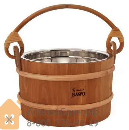 Фото №3 Ведро для бани Sawo 321-МD (кедр, 2 л, со вставкой из нержавейки)