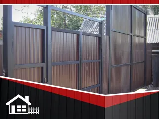 Фото №0 Каркас ворот со встроенной калиткой (профнастил и штакетник)