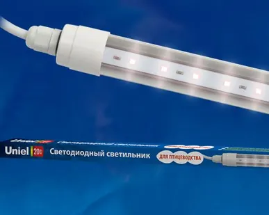 фото ULY-P61-20W/SCEP/K IP65 DC24V WHITE Светильник для птиц светодиодный линейный, 1250мм, c коннектором. Спектр для яйценоскости. TM Uniel.