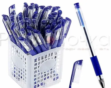 фото Ручка шариковая 0.5 мм, синяя, с резиновым держателем