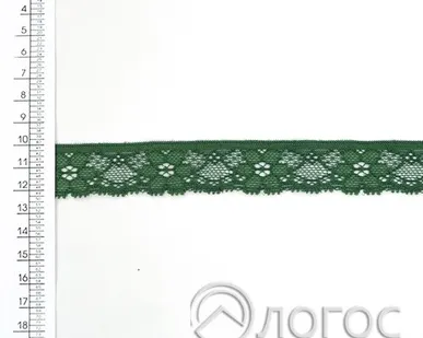 фото Кружево стрейч 25мм, И,, зеленый