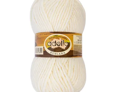 фото Пряжа ADELIA "RUSLANA" 75% акрил, 25% шерсть 100 г 100 м №01 молочный