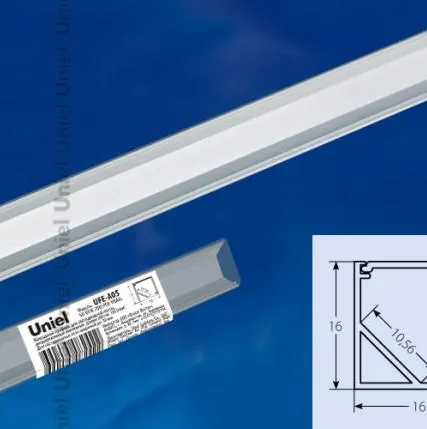 Фото №0 Профиль для ленты UFE-A05 SILVER 200 POLYBAG Накладной профиль для светодиодной ленты, анодированный алюминий. Длина 200 см. ТМ Uniel.