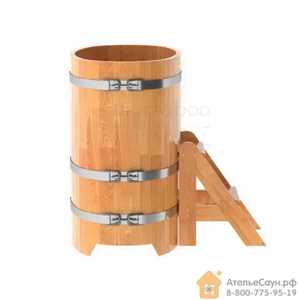 Фото №2 Купель для бани из сращенной лиственницы овальная 0,59х1,06 (натуральная, Н = 1,0 м)