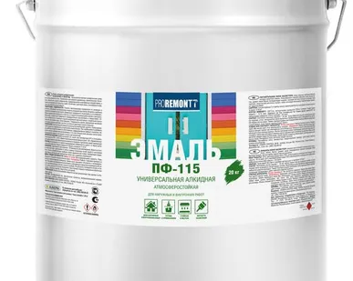 фото Эмаль ПФ-115 универсальная глянцевая, шоколадно-коричневая PROREMONTT Лакра 20кг