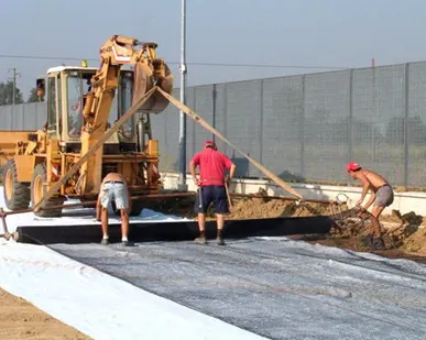фото Строительство дорог с геосеткой