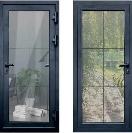 Фото №0 Входная дверь Термо Алюминиевая стеклопакет RAL 7024 БНК