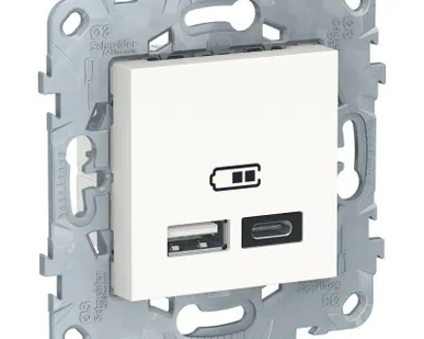 фото Розетка USB 2-м UNICA NEW тип А+С 5В/2400мА бел. SchE NU501818