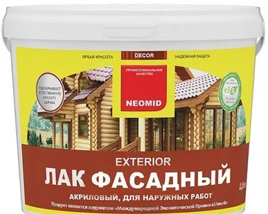 фото Неомид exterior (5л) - лак для дерева антисептический для наружных работ N