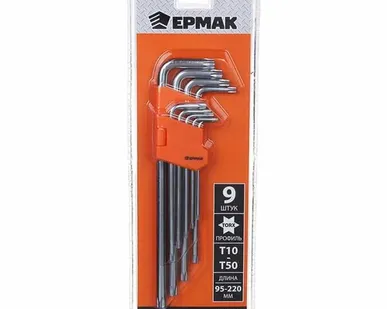 фото Ермак Набор ключей TORX-профиль 9 пр, T10 - T50, длина 95 - 220мм