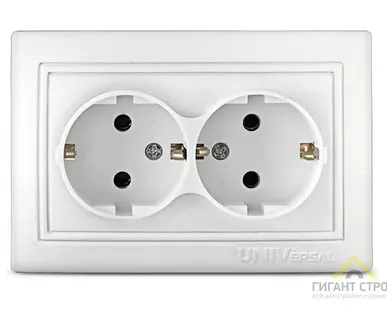 фото Розетка 2-м СП Севиль 16А с заземл бел Universal C0128